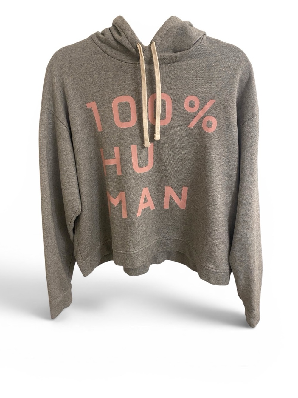 EVERLANE HEATHER GRAY SOFT & COZY HOODED CROP SWEATSHIRT 100% HUMAN SIZE MEDIUM